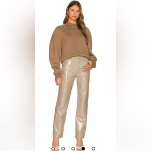 NEW Agolde Recycled Leather 90's Pinch Waist in Quail Patent Size 33 Tan